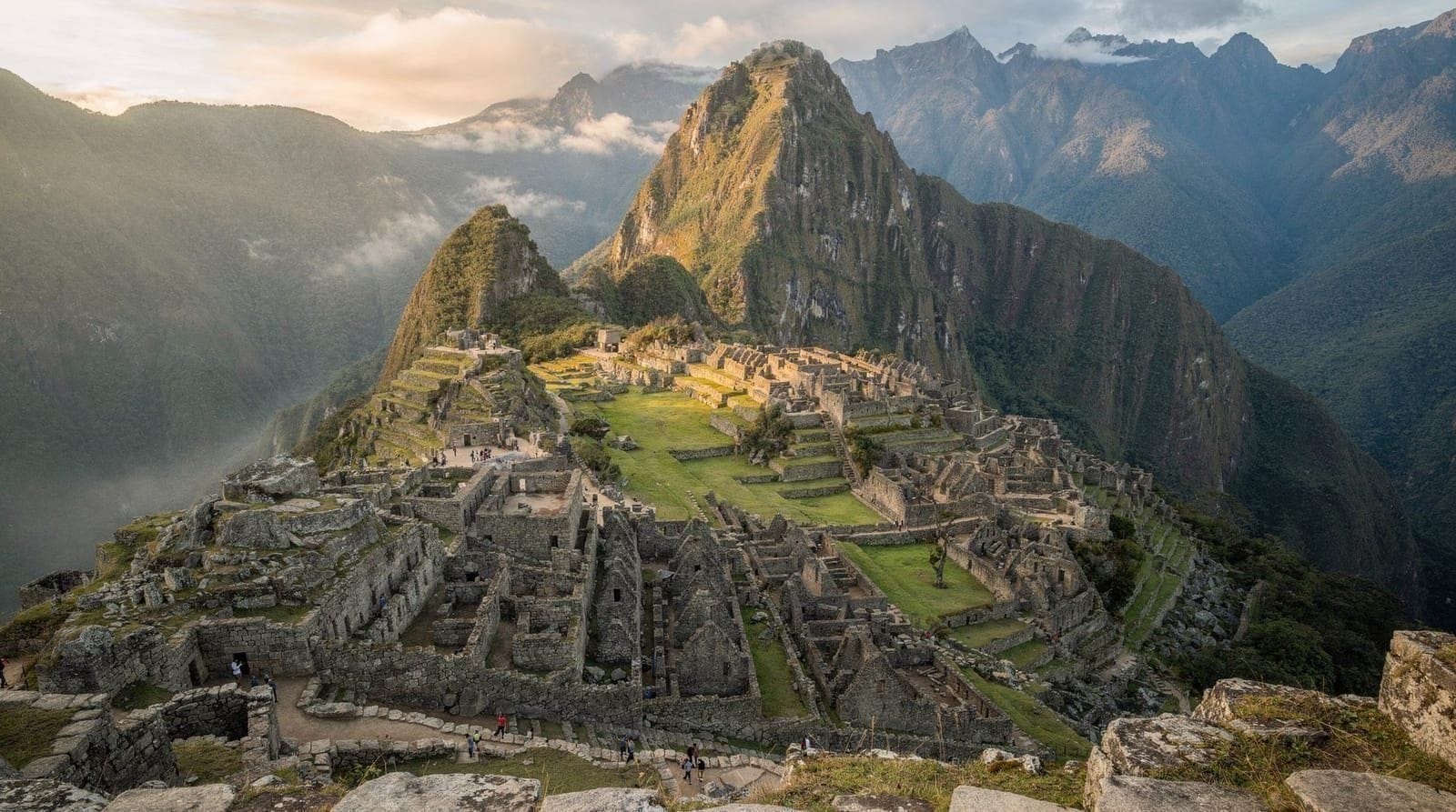 Peru landscape — Andean peaks above an Inca-era town in the highlands